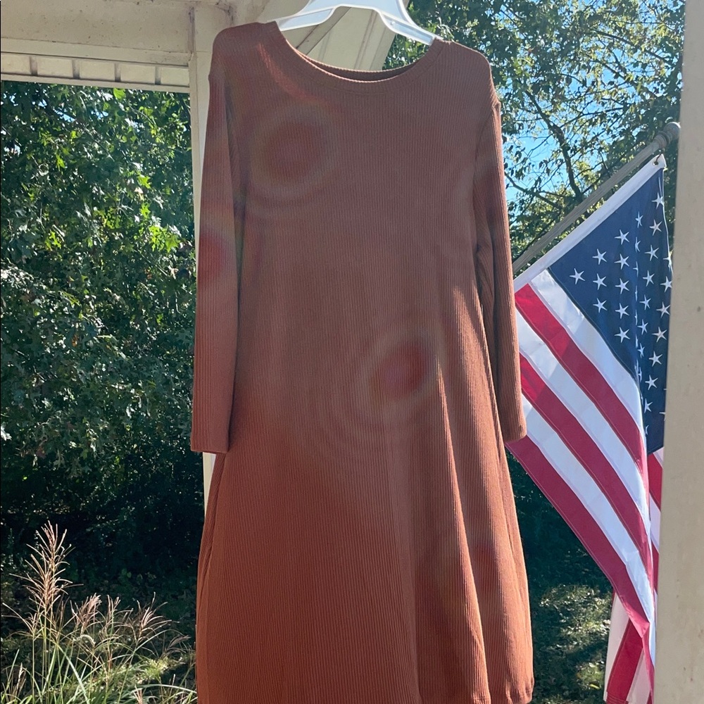 Time and Tru Long Sleeve Rust-colored Dress